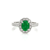 1.13 Ct. Emerald Natural Diamond Pave Ring, 14K White Gold Video