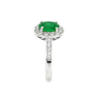 1.13 Ct. Emerald Natural Diamond Pave Ring, 14K White Gold Image