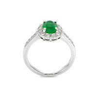 1.13 Ct. Emerald Natural Diamond Pave Ring, 14K White Gold Image