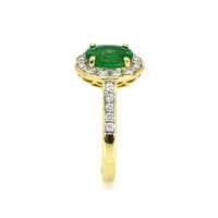 1.13 Ct. Emerald Natural Diamond Pave Ring, 14K Yellow Gold Image