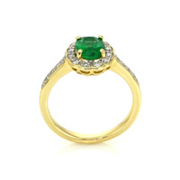 1.13 Ct. Emerald Natural Diamond Pave Ring, 14K Yellow Gold Image