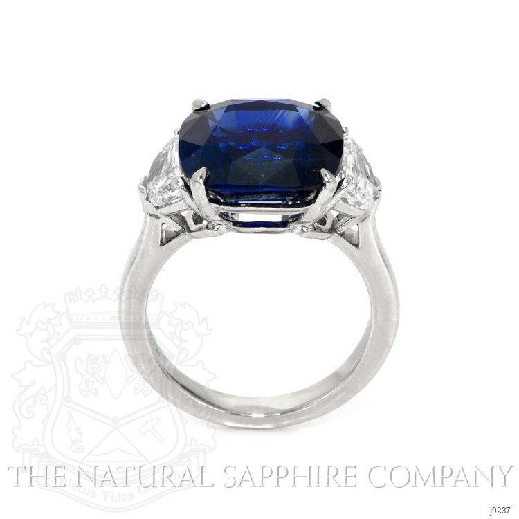 9.24 Ct. Blue Sapphire and Natural Diamond Three Stone Ring, Platinum 950