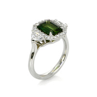 3.01 Ct. Yellowish Green Sapphire and Natural Diamond Pave Ring, Platinum 950 Image