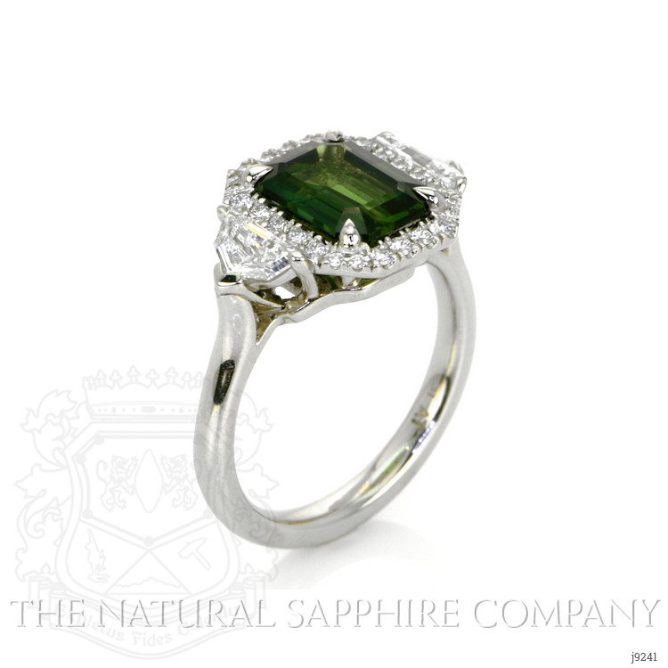 3.01 Ct. Yellowish Green Sapphire and Natural Diamond Pave Ring, Platinum 950