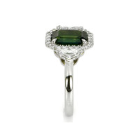 3.01 Ct. Yellowish Green Sapphire and Natural Diamond Pave Ring, Platinum 950 Image