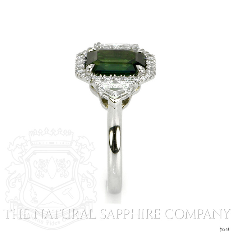 3.01 Ct. Yellowish Green Sapphire and Natural Diamond Pave Ring, Platinum 950
