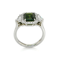 3.01 Ct. Yellowish Green Sapphire and Natural Diamond Pave Ring, Platinum 950 Image