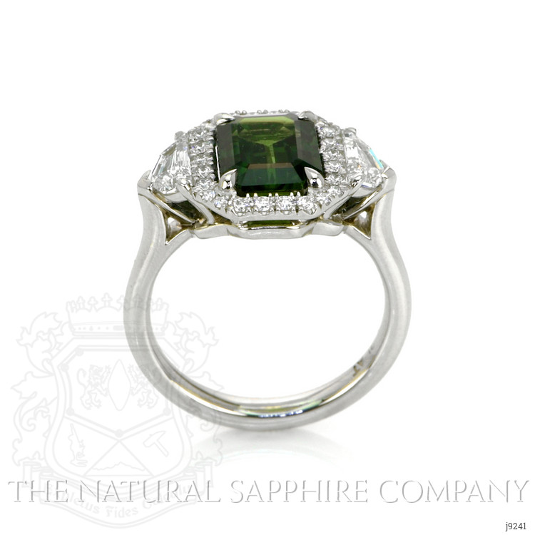 3.01 Ct. Yellowish Green Sapphire and Natural Diamond Pave Ring, Platinum 950