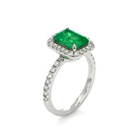 1.60 Ct. Emerald and Diamond Ring, Platinum 950 Image
