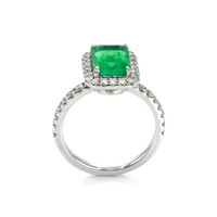 1.60 Ct. Emerald and Diamond Ring, Platinum 950 Image