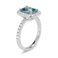 1.93 Ct. Blue Zircon and Natural Diamond Pave Ring, Platinum 950 Image