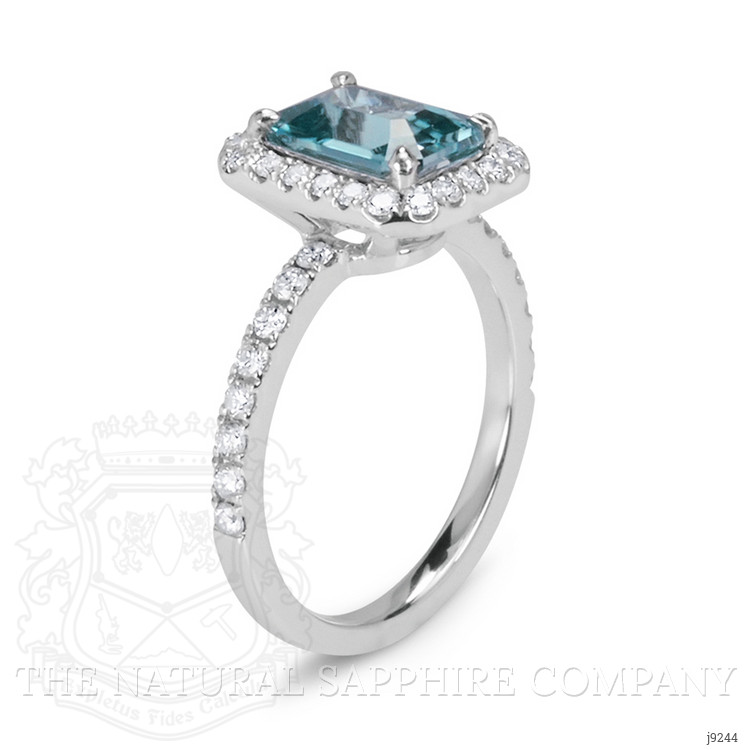1.93 Ct. Blue Zircon and Natural Diamond Pave Ring, Platinum 950