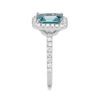 1.93 Ct. Blue Zircon and Natural Diamond Pave Ring, Platinum 950 Image