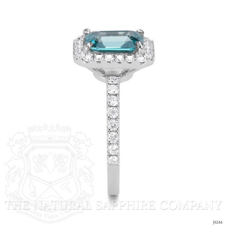 1.93 Ct. Blue Zircon and Natural Diamond Pave Ring, Platinum 950