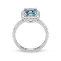 1.93 Ct. Blue Zircon and Natural Diamond Pave Ring, Platinum 950 Image