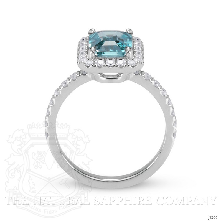 1.93 Ct. Blue Zircon and Natural Diamond Pave Ring, Platinum 950