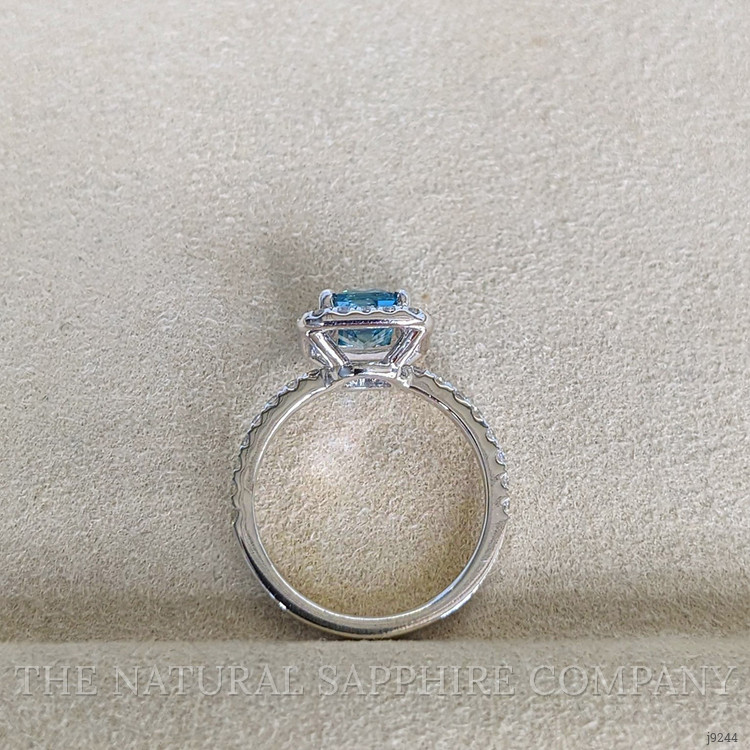 1.93 Ct. Blue Zircon and Natural Diamond Pave Ring, Platinum 950
