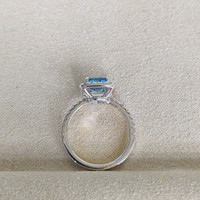 1.93 Ct. Blue Zircon and Natural Diamond Pave Ring, Platinum 950 Life Style