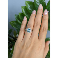 1.93 Ct. Blue Zircon and Natural Diamond Pave Ring, Platinum 950 Life Style