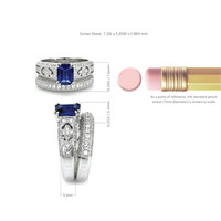 1.11 Ct. Blue Sapphire and Natural Diamond Antique Style Ring, 18K White Gold Image