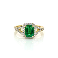 1.72 Ct. Emerald Natural Diamond Pave Ring, 14K Yellow Gold Video