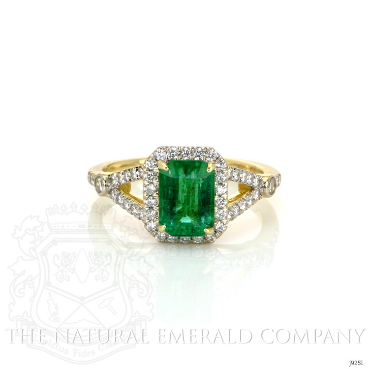 1.72 Ct. Emerald Natural Diamond Pave Ring, 14K Yellow Gold
