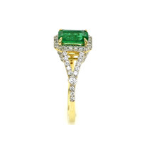 1.72 Ct. Emerald Natural Diamond Pave Ring, 14K Yellow Gold Image
