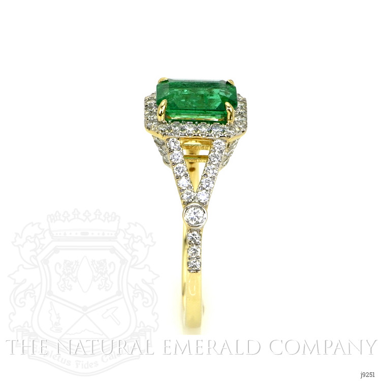 1.72 Ct. Emerald Natural Diamond Pave Ring, 14K Yellow Gold
