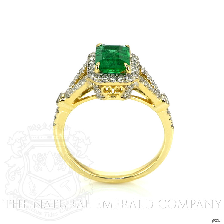1.72 Ct. Emerald Natural Diamond Pave Ring, 14K Yellow Gold