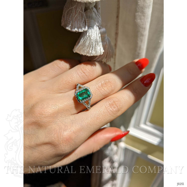 1.72 Ct. Emerald Natural Diamond Pave Ring, 14K Yellow Gold