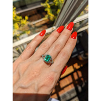 1.72 Ct. Emerald Natural Diamond Pave Ring, 14K Yellow Gold Life Style