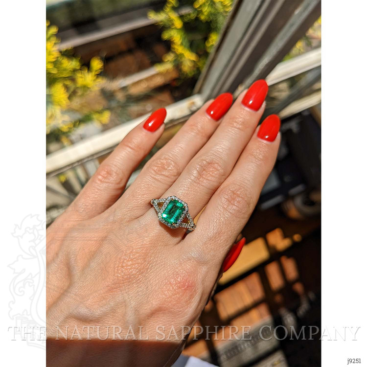 1.72 Ct. Emerald Natural Diamond Pave Ring, 14K Yellow Gold