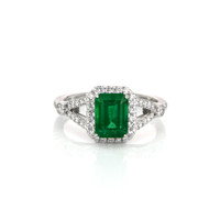 1.72 Ct. Emerald Natural Diamond Pave Ring, 14K White Gold Video