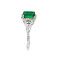 1.72 Ct. Emerald Natural Diamond Pave Ring, 14K White Gold Image