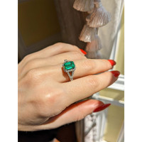 1.72 Ct. Emerald Natural Diamond Pave Ring, 14K White Gold Life Style