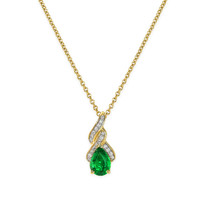 0.59 Ct. Emerald Natural Diamond Halo Pendant, 14K Yellow Gold Video