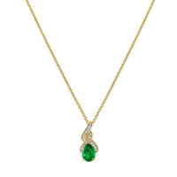 0.59 Ct. Emerald Natural Diamond Halo Pendant, 14K Yellow Gold Image