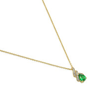 0.59 Ct. Emerald Natural Diamond Halo Pendant, 14K Yellow Gold Image