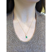 0.59 Ct. Emerald Natural Diamond Halo Pendant, 14K Yellow Gold Life Style