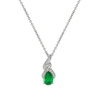 0.59 Ct. Emerald Natural Diamond Halo Pendant, 14K White Gold Video