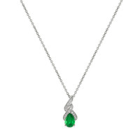 0.59 Ct. Emerald Natural Diamond Halo Pendant, 14K White Gold Image