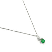 0.59 Ct. Emerald Natural Diamond Halo Pendant, 14K White Gold Image
