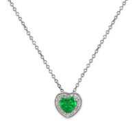 0.47 Ct. Emerald Natural Diamond Halo Pendant, 14K White Gold Video