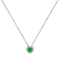 0.47 Ct. Emerald Natural Diamond Halo Pendant, 14K White Gold Image
