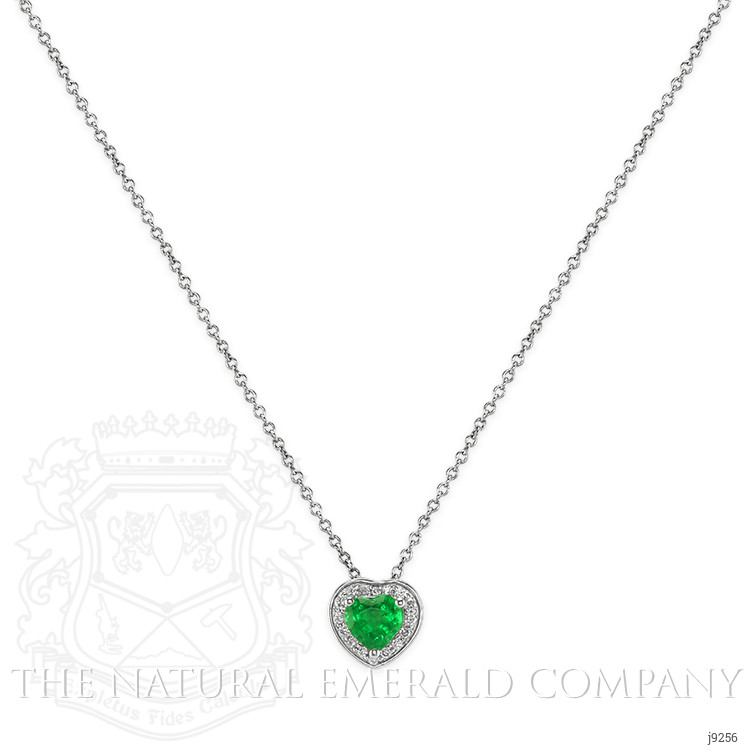 0.47 Ct. Emerald Natural Diamond Halo Pendant, 14K White Gold
