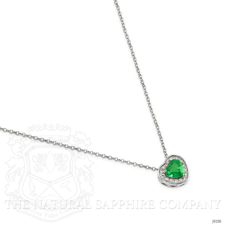 0.47 Ct. Emerald Natural Diamond Halo Pendant, 14K White Gold