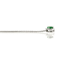 0.47 Ct. Emerald Natural Diamond Halo Pendant, 14K White Gold Image