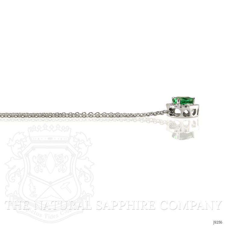 0.47 Ct. Emerald Natural Diamond Halo Pendant, 14K White Gold