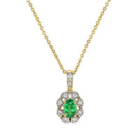 0.46 Ct. Emerald Natural Diamond Pave Pendant, 14K Yellow Gold Video