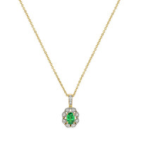 0.46 Ct. Emerald Natural Diamond Pave Pendant, 14K Yellow Gold Image